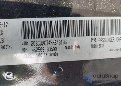 2017 Dodge Charger R/T Rwd from USA, damaged, VIN 2C3CDXCT4HH643186